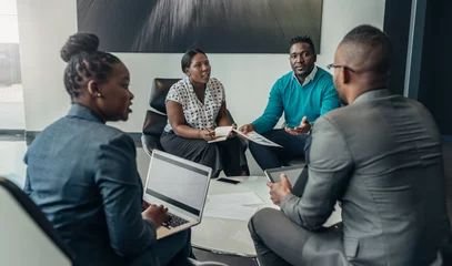 Friendly successful all african business team give high five together in office, excited happy employees celebrating corporate victory, african workers teambuilding concept Stock Photo _ Adobe Stock